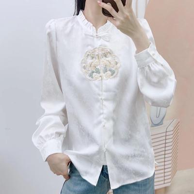 Весенние счетчики бренда Hanpai Fashion Gas Lady с вышивкой в китайском стиле, блузка в китайском стиле, маленькая рубашка