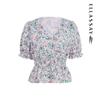 ELLASSAY Women's Elegant Floral Waist-Cinching Shirt