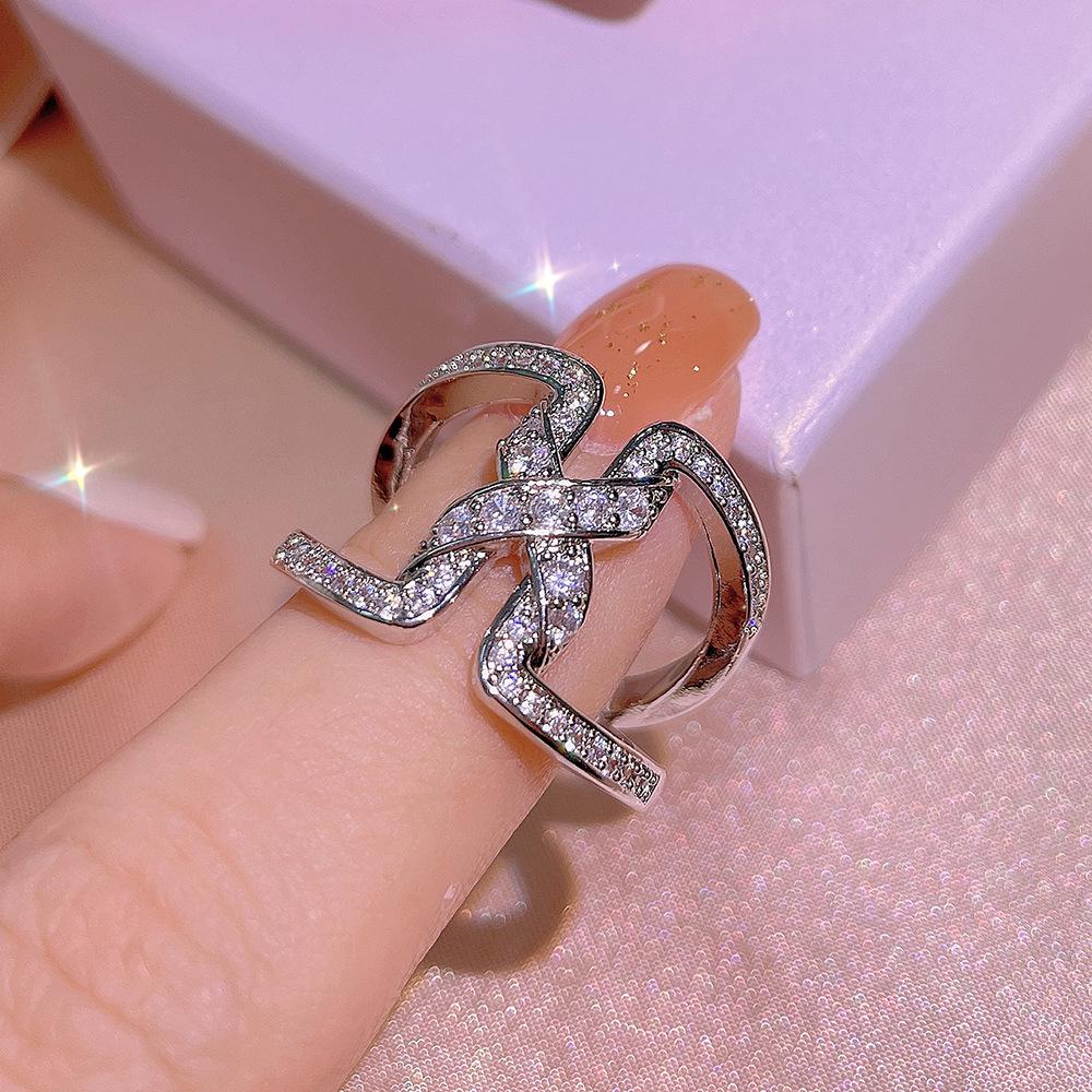 Креативное геометрическое кольцо из стерлингового серебра для женщин, кольцо с цирконом неправильной формы, ювелирный подарок на вечеринку, день рождения