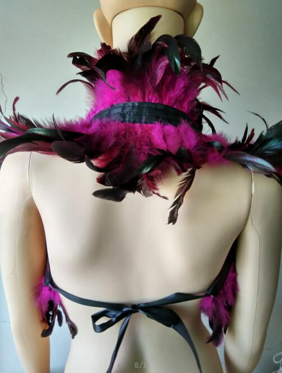 Шоу-накидка из перьев: Элегантный жилет с искусственным воротником и комплект со шарфом