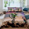 Motorbike Duvet Cover Set Twin Size Motocross Rider Bedding Set Racing Motorcycle Dirt Bike Extreme Sport Polyester Quilt Cover