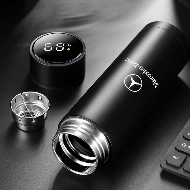 AASU1 1Pcs Car Smart Thermos Bottle With Temperature Display Coffee Cup Stickers For Mercedes-Benz CLA CES CLS SLK GLK CLK SLS CLG GLE