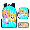 Lankybox Cartoon Pattern Backpack Shoulder Bag Pencil Case Three Set Piece