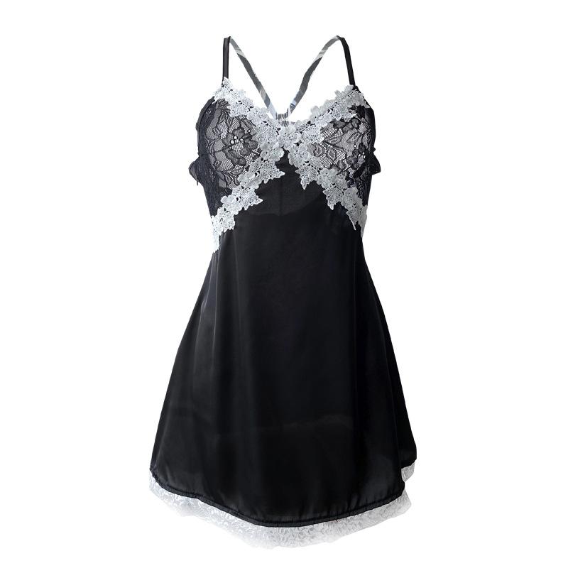 New Sexy Lace Perspective Temptation Suspender Nightdress Erotic Underwear Set