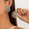 Vintage Design Geometric Spiral Conch Earrings for Women Gold Color Hollow Round Piercing Drop Earrings Ladies Jewelry Gfits