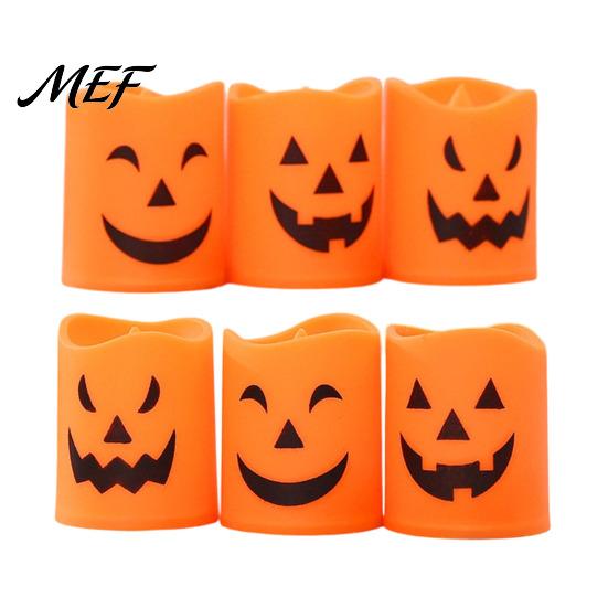 Scary Theme Party Supplies 6 Pcs Battery Operated Flameless Tea Lights, Orange Flickering Electric Fake Halloween Led Candle Candles, Spooky