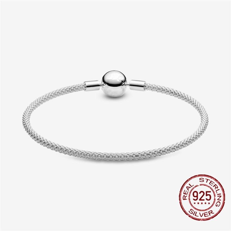 Новый 925 стерлингового серебра 100% настоящая застежка змея кость цепь браслет шарм женский подлинный шарм ювелирные изделия для женщин подарок