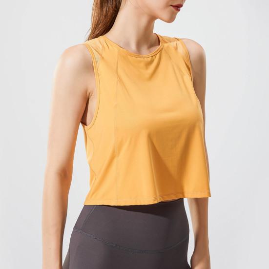 Женский спортивный жилет без рукавов, сплошной цвет, свободный круглый вырез