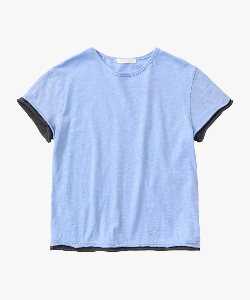 SUARE WOMEN Slub Layered Half Sleeve Light Blue
