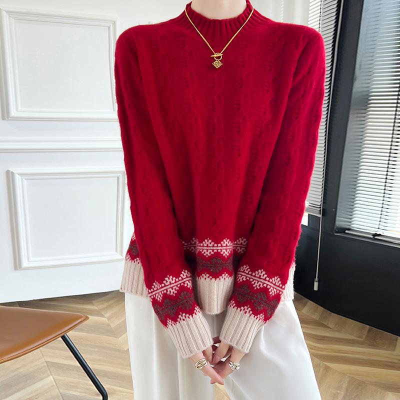 Женский кашемировый свитер Qinghe кашемир 30% кашемир 70% шерсть осенне-зимний кашемировый пуловер утолщенный мягкий и теплый