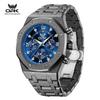 OPK 8196 Luxury Quartz Watch for Man Chronograph Steel Strap Luminous Auto Date Moon Phase Men’s Dress Wristwatch