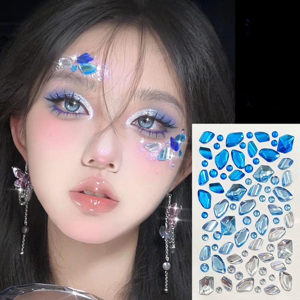 Самоклеящиеся наклейки из смолы наклеиваются на лицо, кристаллические наклейки для волос, макияжа лица