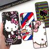 HK1 Hello Kitty Black Sofe Case for iPhone 16 15 Plus 14 13 Pro 8 SE XR XS Max P30 Nova 5T Y5P Y6 Y7 Y8P Y9 Realme C30 C33 C31 VIVO Y36 V27