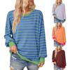 Women's Casual Long Sleeve Top Striped Color Long Sleeve Sweatshirt