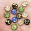 40Pcs 12mm Resin Glitter Filled Gold Foil Round Gems Flatback Cabochon Rhinestone Scrapbook DIY Wedding Applique Ornament Crafts