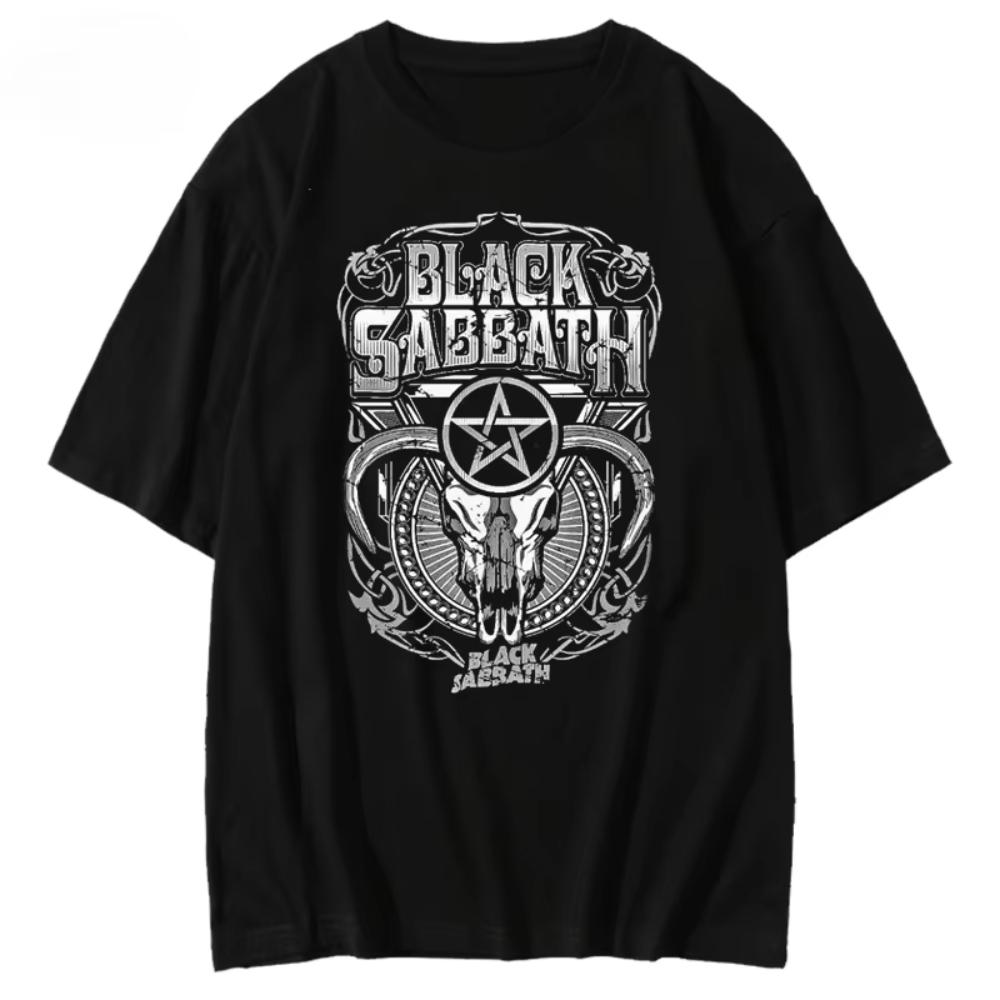 Лето 2025 Мужская футболка с коротким рукавом Очень известной группы BLACK SABBATH Британский рок Black Sabbath Европейский и американский тренд