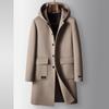 Wool Men's Woolen Coat Autumn and Winter Medium and Long Hooded Rabbit Hair Removal Liner Middle-aged and Young People Business Jacket