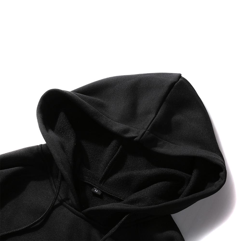 Мужская повседневная однотонная толстовка с капюшоном и длинными рукавами из флиса свободного кроя