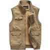 Plus Size Men's Vest Casual Jacket Spring and Autumn Loose Style Cotton Multi-pocket Zipper Windproof Coat Collarless Sleeveless Jacket for Man