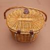 Bike Cycling Rustic Wicker Basket Shopping Bag With Lid Carry Handle