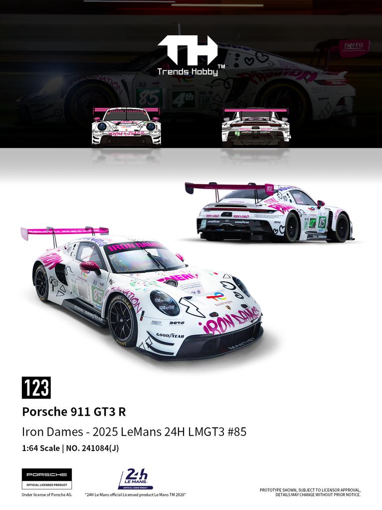 Trends Hobby 1/64 Porsche 911 Gt3 R 24 часа Ле-Мана Lmgt3 Гоночная Миниатюрная Модель Игрушечный Автомобиль Свободные Колеса Коллекция Литье под Давлением Подарок