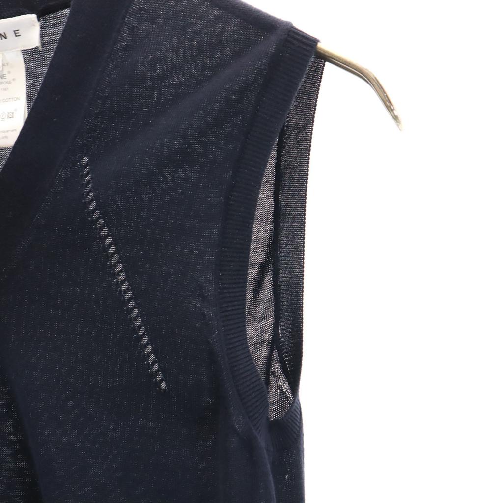 Celine Сделано в Италии Жилет вязаный с V-образным вырезом и короткими рукавами M Темно-синий Женский Б/у