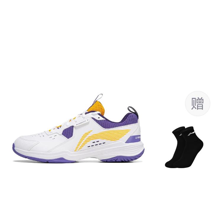 Li Ning Ace V Коллекция Амортизация Скольжение Устойчивость к истиранию Низкие Бадминтонные Кроссовки Унисекс Белый Фиолетовый AYTT001-4