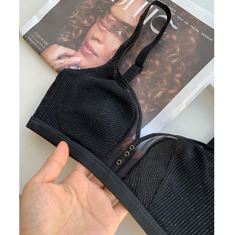 Сексуальный сетчатый бюстгальтер на косточках с чашечками в виде заячьих ушек, нижнее белье для женщин, тонкий дизайн против провисания, большая грудь и маленькое нижнее белье