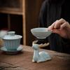 Креативный однотонный чайный питомец-корова, керамика ручной работы, открытая глазурь, аксессуары для чайной церемонии дзен, используется для размещения инструмента для фильтрации чая