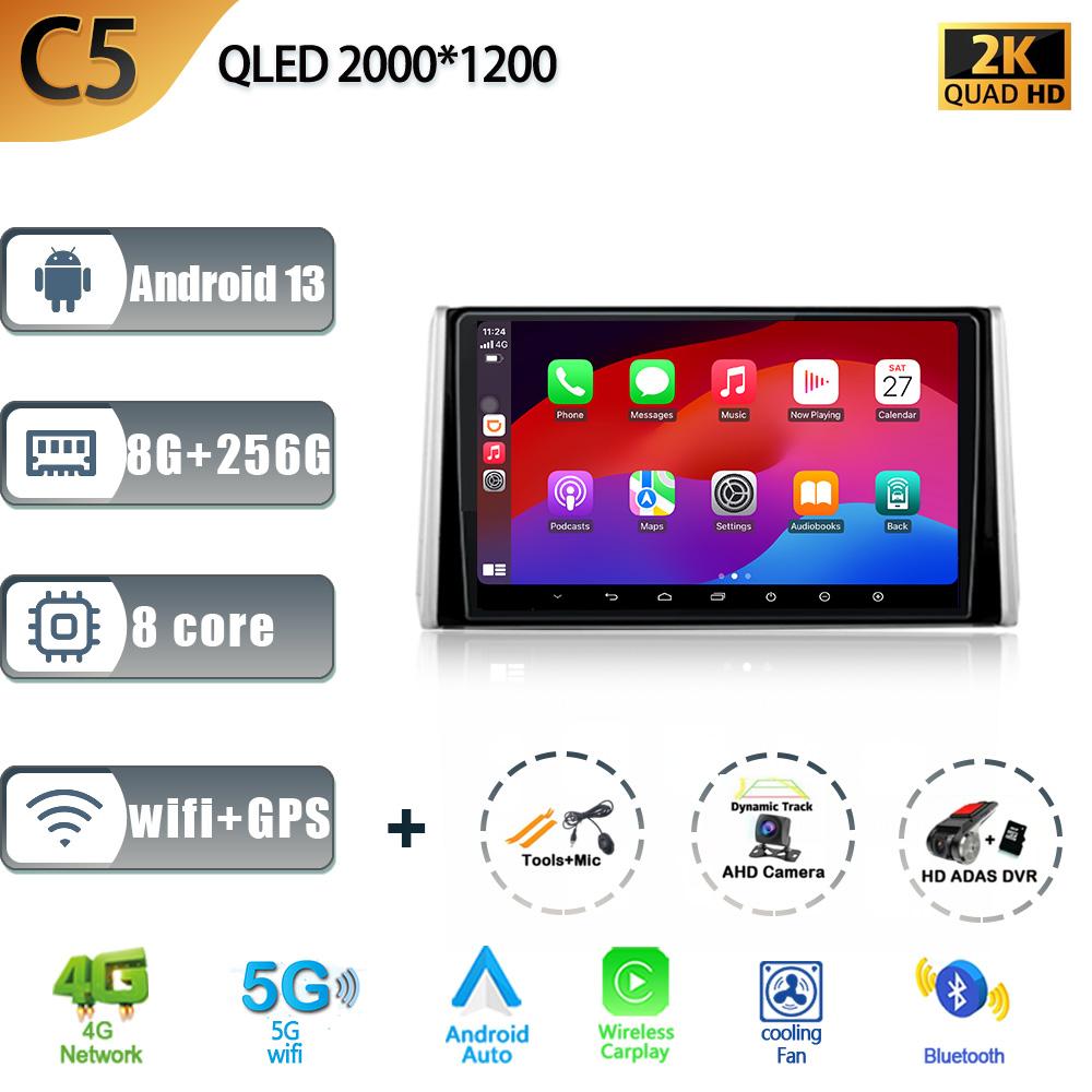 Беспроводной CarPlay для Toyota RAV4 XA50 2018-2020 Аудио Стерео Android 13 Автомагнитола Мультимедиа GPS Навигация WIFI 4G Авто Экран