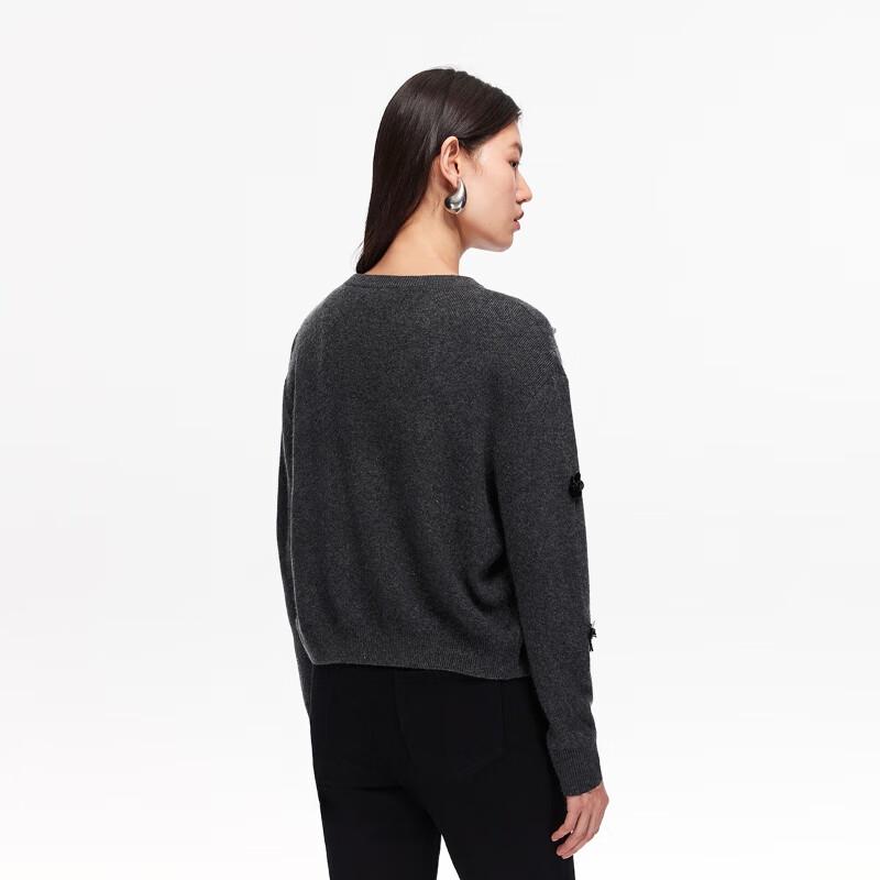 VEROMODA Beaded Round Neck Lamb Wool Blend Cardigan