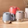 1 шт. Кружка из нержавеющей стали с вращающейся крышкой 500 мл (Синий/Хаки/Красный) Дорожная кружка из нержавеющей стали с крышкой, небьющаяся кружка с ручкой, нержавеющая сталь