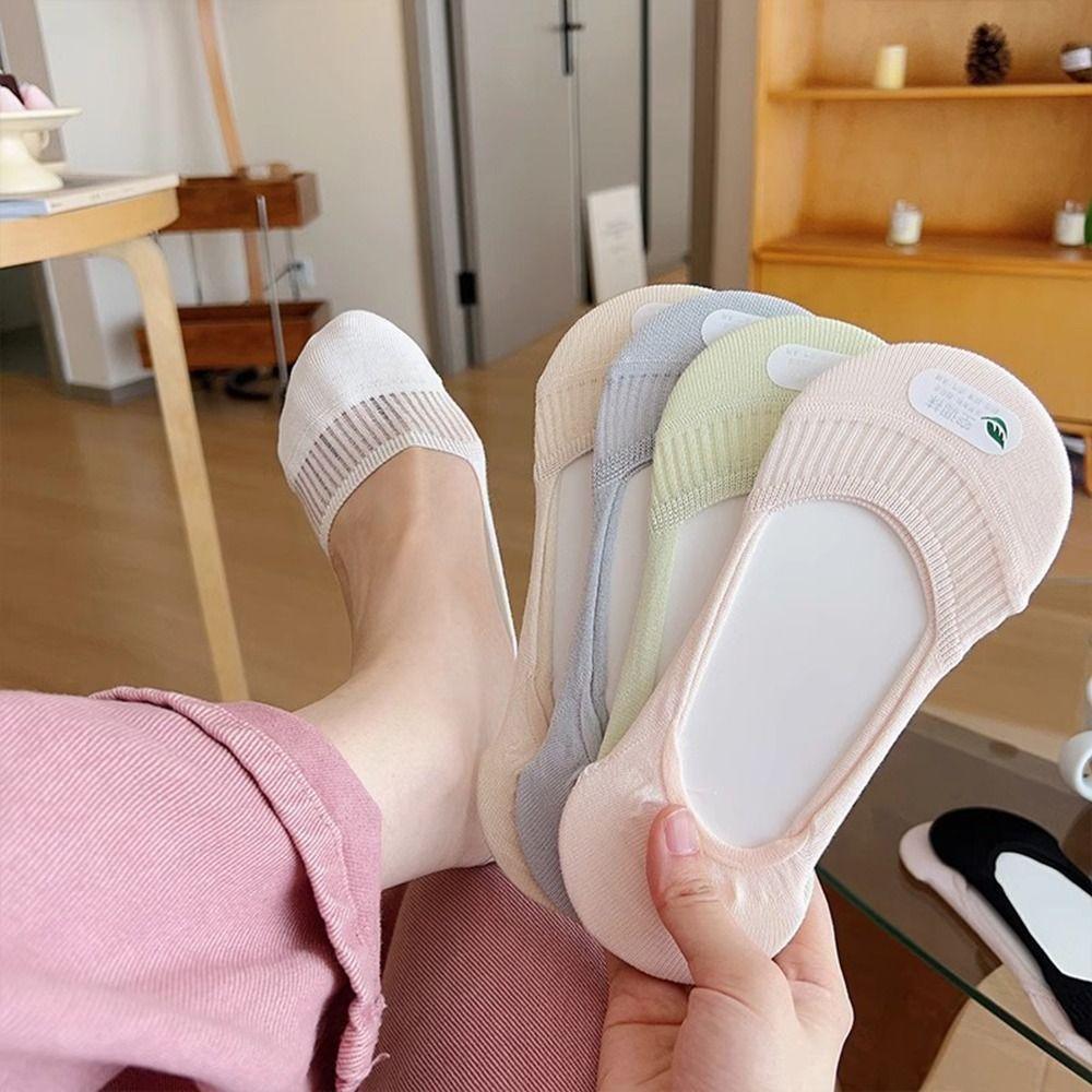 Thin Style Non Slip Socks Solid Color Breathable Socks New Seamless Socks Summer