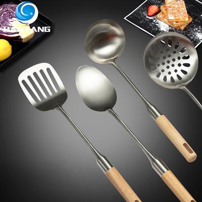 HANYANG Деревянная ручка Лопатка из нержавеющей стали Лопатка для жарки Кухонные принадлежности Набор для приготовления пищи из восьми частей более длинной и толстой ложки Лопатка для жарки