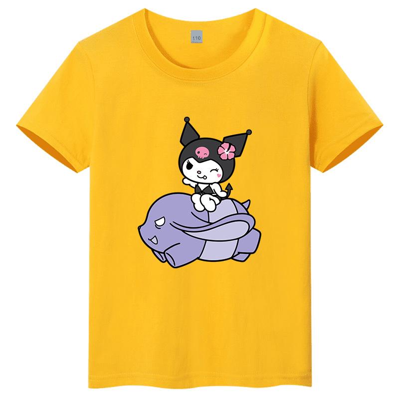 Sanrio Family CUTE Kurumi Cute Printed Childrens TShirt Roundneck Pure Cotton Family Clothing for Parents and Children