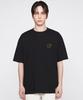 GRAVER [Unisex] Small Line Drawing Smile Short Sleeve T-Shirt_Black/Yellow Logo