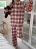 Фланелевая пижама Muji из чистого хлопка: Высококачественный парный набор для осени/зимы, Бесшовная технология изготовления