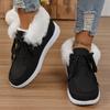 Fashion Trendy Low Top Cotton Shoes 2024 Winter New Item Solid Color Warm Round Toe Wool Mouth Flat Bottom Women's Cotton Shoes Sneakers