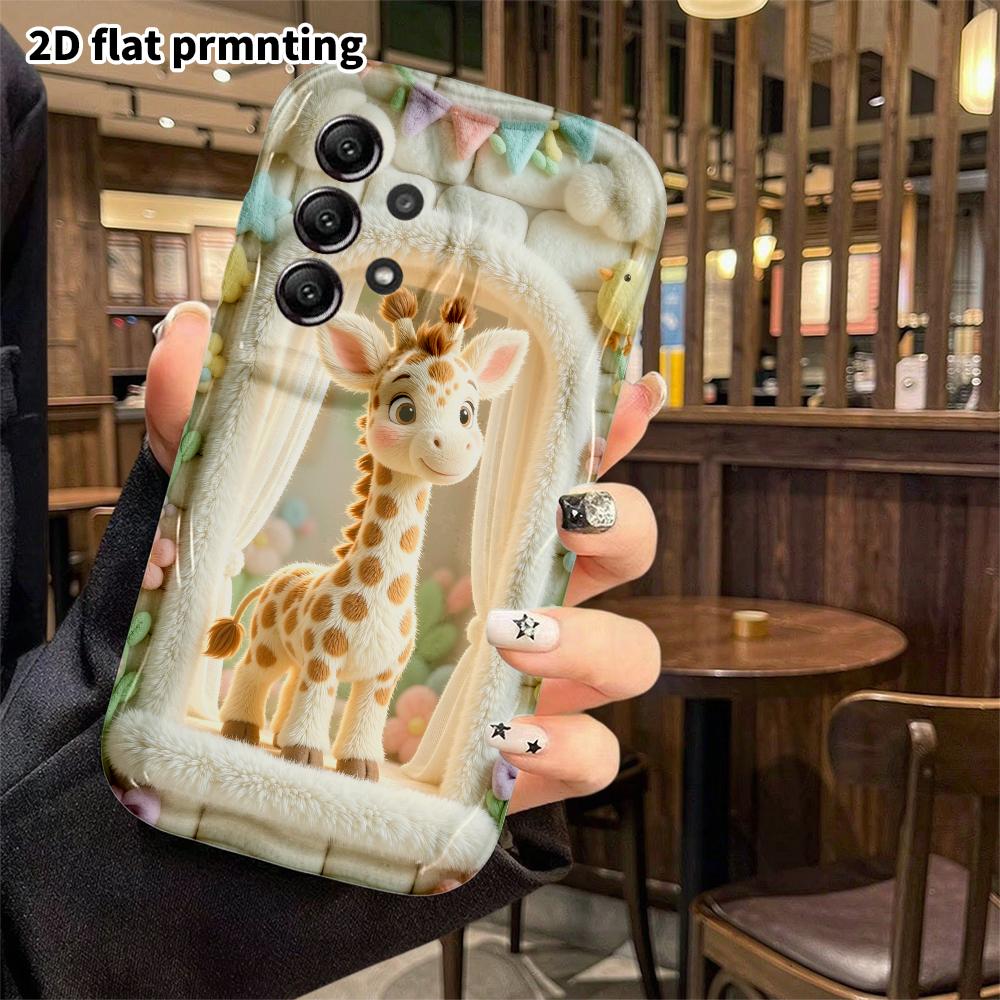 Phone Case: 2D flat, suitable for Samsung Galaxy A34 A35 M05 M06 S20 S22 S21 FE Plus 5G protective case, window-side giraffe, perfect Christmas and Ha