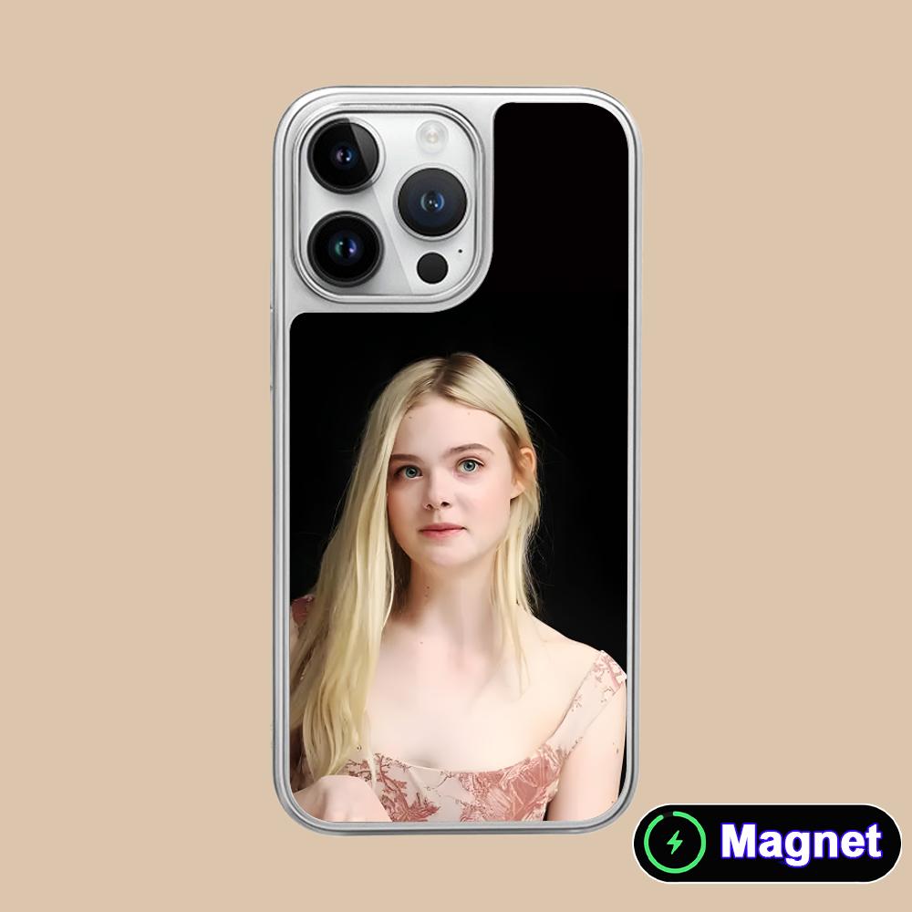 Elle Fanning Silver Plating Magsafe Mobile Phone Case for iPhone 17 16 15 14 13 12 11 Air Pro Max Plus Colorful Cover