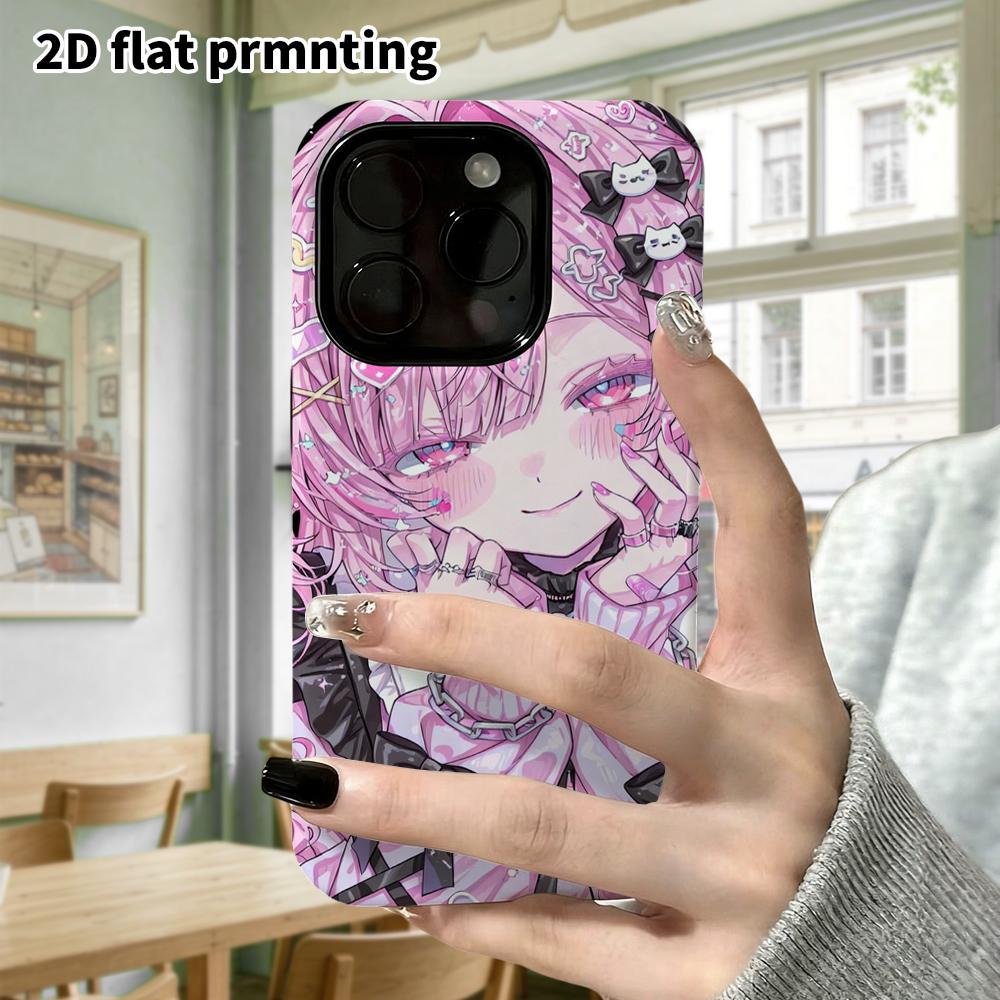 Phone Case: 2D flat design suitable for iPhone 18 17 16 15 14 13 Pro film protection case, couple style, thunder girl, Christmas and Halloween gifts