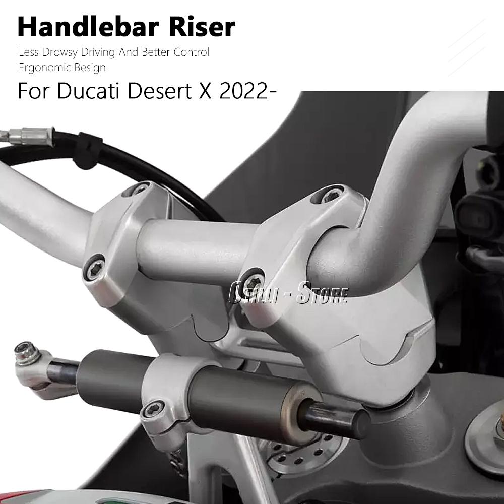 Motorcycle Accessories Handlebar Riser Handle Bar Cover Aluminum Silver For Ducati DesertX Desert X 2022 2023 2024