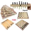 3-in-1 Foldable Wooden Chess, Checkers & Magnetic Game Set