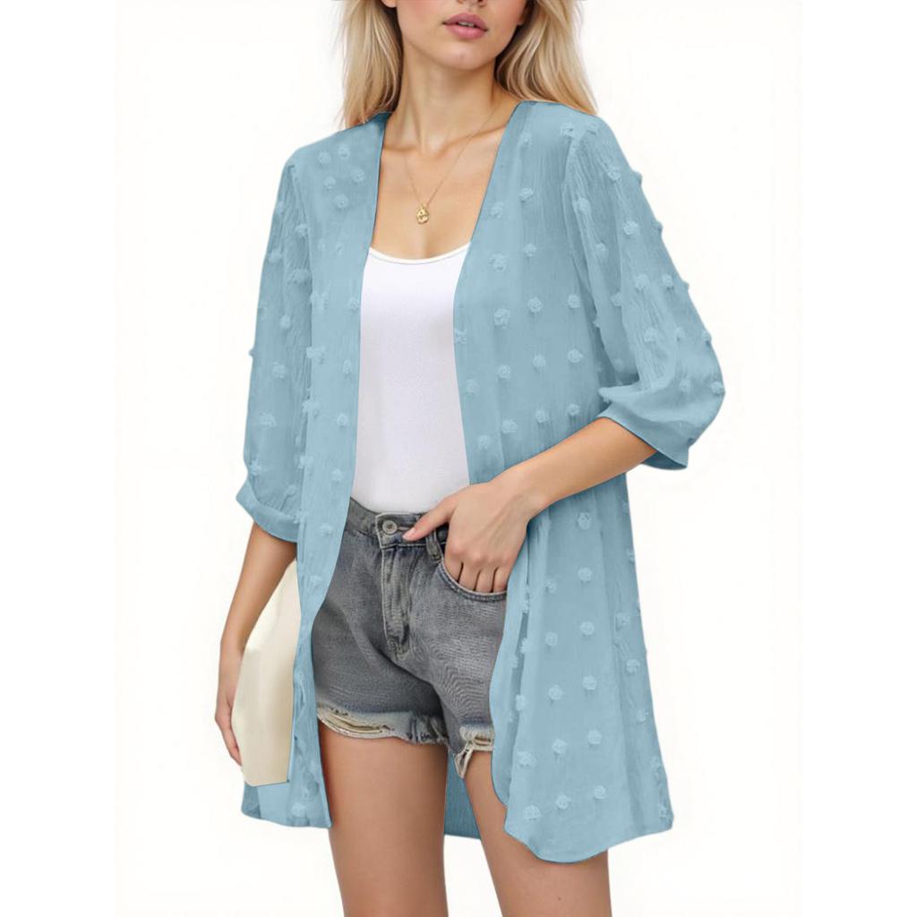 Women's Fashion Casual Seven Split Sleeve Solid Color Cardigan Sun  Top