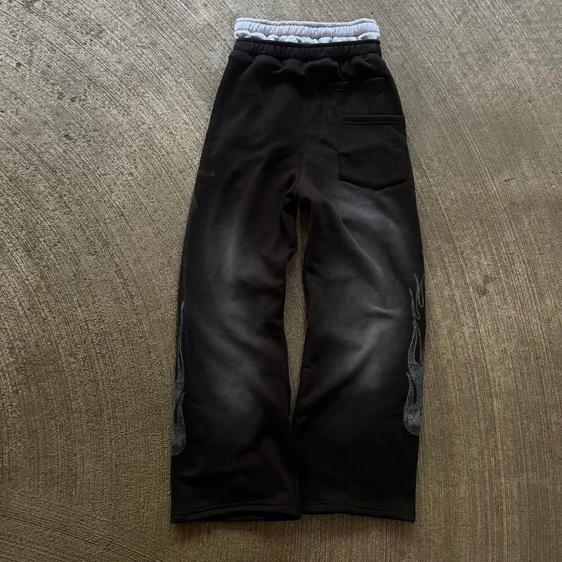 Европейский и американский уличный тренд мужские и женские свободные повседневные прямые брюки из вышитой ткани с принтом