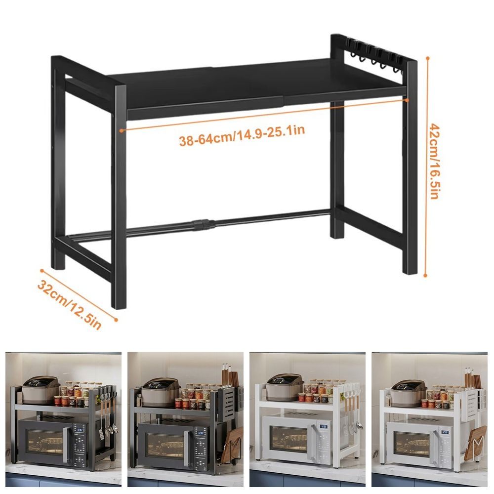 Retractable Metal Kitchen Storage Rack Adjustable Oven Storage Shelf Seasoning Storage