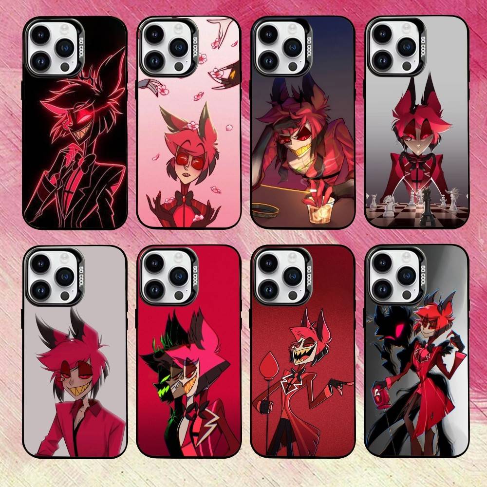 H-Hazbin H-Отель A-Аластор Чехол для телефона для iPhone 17,16,15,14,13,12,11 Plus,Pro Max,XS,Цветной Серебряный Позолоченный Внутренний Чехол
