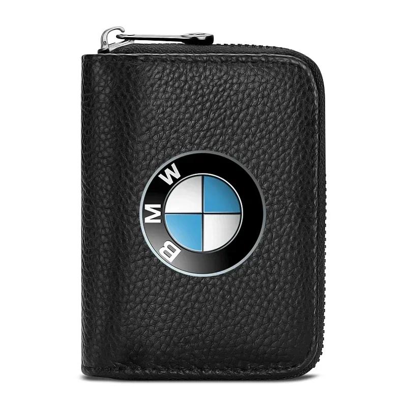 NXY1 For BMW Genuine Leather Car Driver's License, ID Card, Bank Card Wallet For BMW E34 E36 E60 E90 E46 E39 E70 F10 F20 F30 X5 M5 M6
