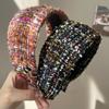 Handmade Craftsmanship Tweed Knitted Hairband Knitted Texture Anti-Slip Headband  For Girls