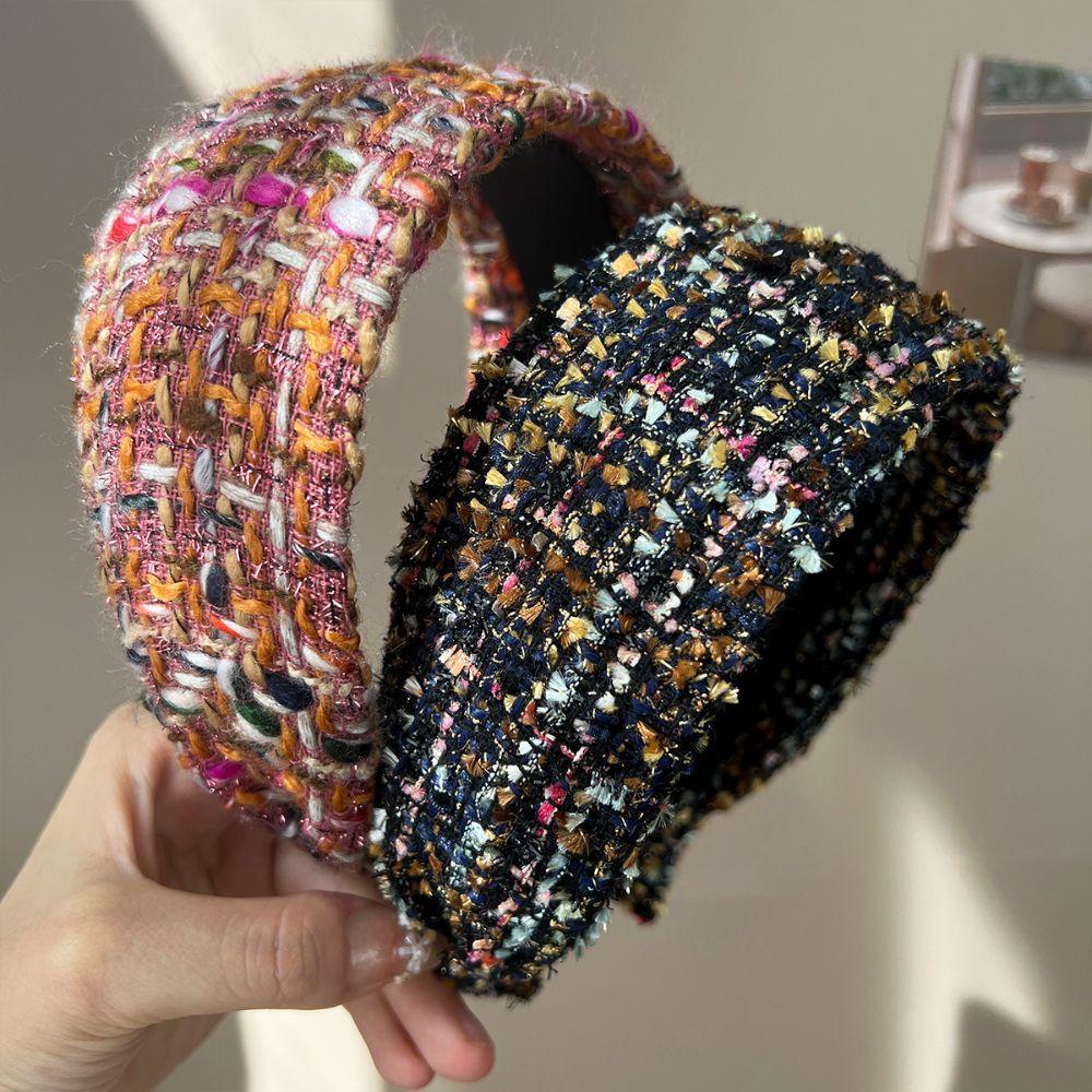 Handmade Craftsmanship Tweed Knitted Hairband Knitted Texture Anti-Slip Headband For Girls